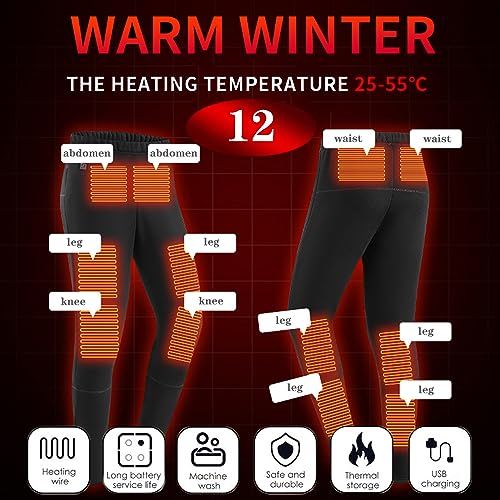 Heated Underwear for Men, Fleece Lined Base Layer Set, Winter Outdoor Soft Electric Heating Thermal Underwear3