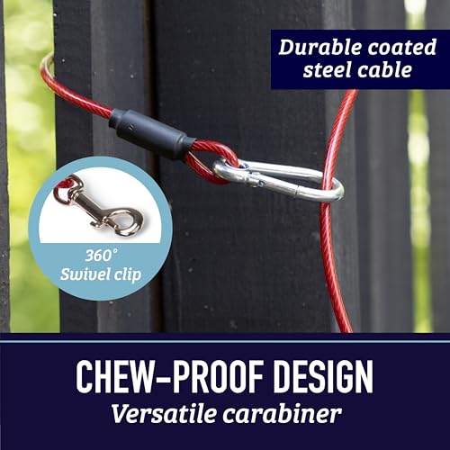 Leash Boss Heavy Duty Dog Tie Out Cable for Large Dogs - 5 Ft Chew-Proof Tether for Yard and Camping
