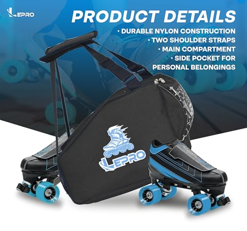 Image of LEPRO Skate Bag | Premium Roller Skating Bag with Adjustable Shoulder Strap for Youth and Adults (Black)