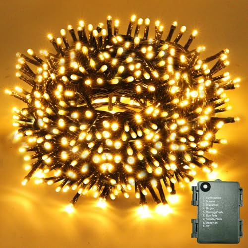 20M LED Lichterkette Außen Batterie, 200 Warmweiße LEDs, Erweiterbar...