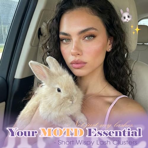 Image of Wispy Lash Clusters Natural Look Bunny Lashes Clusters 8-10-12-14MM Manga Cluster Eyelash Extensions Anime Short Eyelash Clusters Soft Pestanas Postizas Naturales DIY Lash Extensions at Home