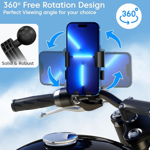 Image of Sounce HydroDock Bike Mobile Holder with 360 Degree Rotation Shock Resistant Anti Shake Design Firm Locking One Hand Operation Adjustable Handlebar Mount Compatible with All Smartphones Secure (Black)