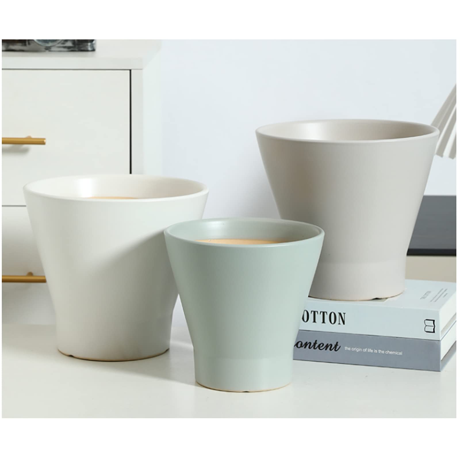Vasi da Giardino Fioriere in Ceramica Vaso per Piante da 5,5/7/8,6 Pollici con Foro di drenaggio, contenitori Moderni per Piante grasse decorano la casa, L'Ufficio e l'esterno