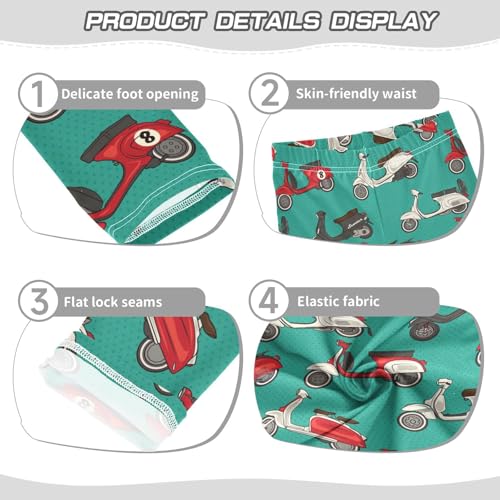 Girls' Leggings Retro Classic Colorful Scooter Ankle Length Printed Leggings Comfort Pants for Kids 4-10 Years4