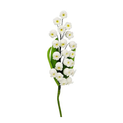 O'Creme Lily-of-the-Valley - Espray de flores de azúcar de goma de 6 pulgadas, flores comestibles para decoración de pasteles, decoración de flores