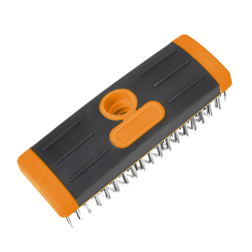 Weed Remover Tool 3-in-1- Moss - Debris & Weed Puller Wire Brush Scraper - Heavy-Duty Steel Brush Bristles - Adjustable Height - Ideal For Brick, Concrete, Paving And More - (WB-H-LG)