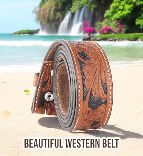 Image of F&L CLASSIC Western Belt without buckle for men - Full Grain Leather Cowboy Belts for jeans - One Piece Leather strap belt