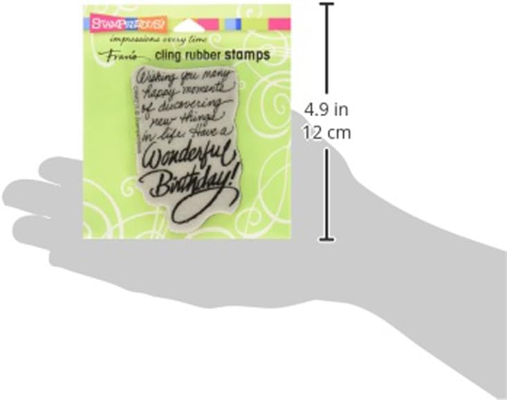 Stampendous CRM015 Birthday Wish Cling Stamp, 3.5" by 4", Grey