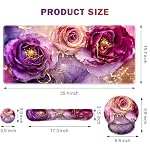 Gaming Mouse Pad Large Desk Mat, Cute Purple Marble Rose Desk Pad Protector - Image 2