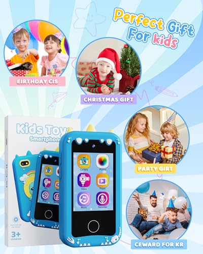 Image of KOKODI Kids Smart Phone, Touchscreen HD Dual Camera Cell Phone for Kids, Christmas Birthday Gifts Dinosaur Child Play Phone for Boys 3-10, Travel Toy Preschool Learning Education Toy