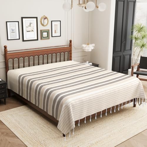 Image of 210 TC Cotton Bedsheet | Handmade Double Bedsheet | Handloom Bedsheets | Without Pillow Cover | Warm Double Bedsheet for Winter | Bed Sheet Size (90X100 Inches, 7.5 x 8.3 Feet (Cool Grey1)