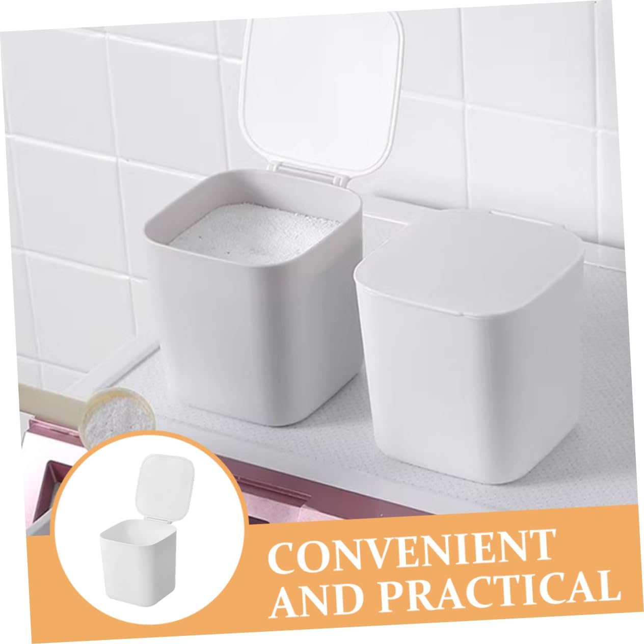 PRETYZOOM 5pcs Laundry Supplies Powder Detergent Storage Bucket Lids Plastic Organizer for Laundry Room