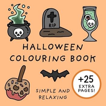 Paperback Halloween Colouring Book (Simple and Relaxing Bold Designs for Adults & Children) (Simple and Relaxing Colouring Books) Book