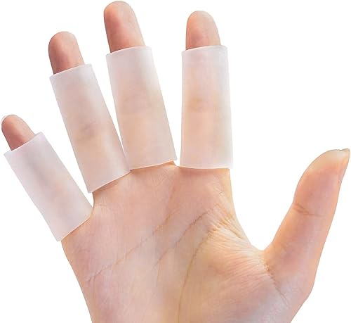 Sumifun Fundas para dedos, 8 tubos de gel para pulgar para artritis, dolor de dedos en el gatillo, protector de dedos de silicona para golf,