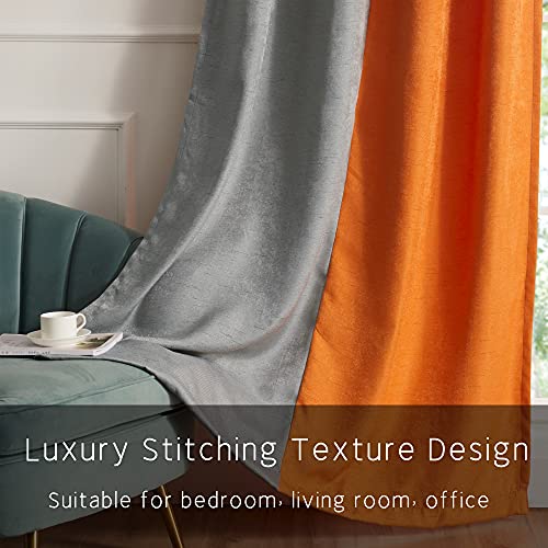 PRIMROSE Blackout Curtains for Living Room Thermal Insulated Room Darkening Ombre Curtains Window Drapes for Bedroom Grommet Grey Orange 63 inch Long 2 Panels - Image 4