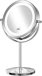 Espelho de Aumento Botahan com Iluminação Mor, Espelho de Maquiagem 20 CM, Espelho de Ampliação 1x/10x, Rotação 360°, Espelho de Mesa, Espelho de Aumento, Espelho de Maquiagem
