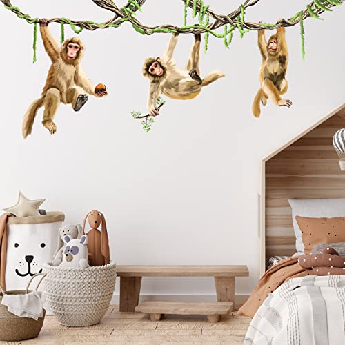 Vinilo decorativo infantil grandes monos trepando en enredaderas miniatura 2