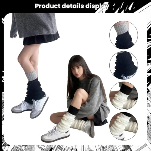 Image of 2 Pcs Leg Warmers Y2k, Leg Warmers, Y2k Accessories, Cute Kawaii Cream Legwarmers for Women Winter