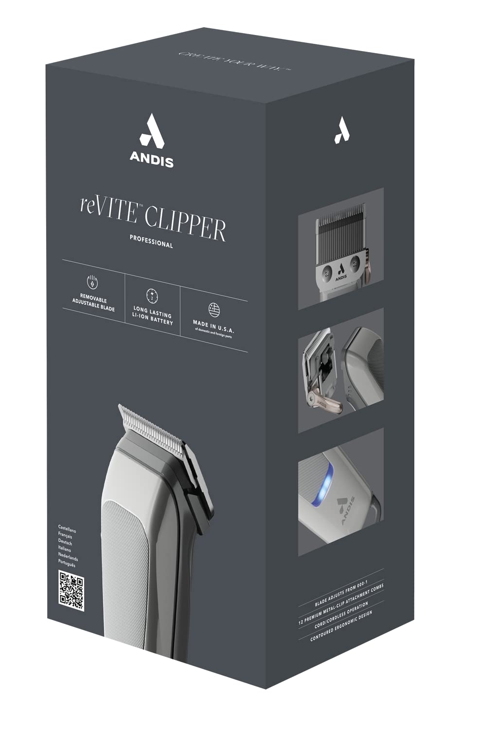 Anddis MTC Adjustable Taper Blade Human Clipper Intl' Szary Lithium