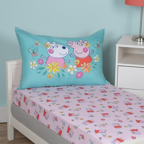 Peppa Pig parure de lit enfant drap-housse taie d'oreiller réversible rose NoJo - 6