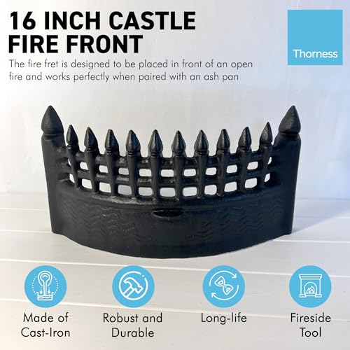 16 Inch Castle Fire Front Fret Matt Black | Large Cast Iron Sturdy Fireplace Accessory - Image 2