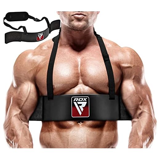 RDX Arm Blaster Isolatore Bicipiti per Allenamento Muscolare Bodybuilding Sollevamento Pesi, 23” Design Curvo, 42” Cinghia Regolabile, Collo Pad, Allenamento Braccia, Allenamento di Forza Fitness