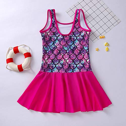Yirongwang Girls One Piece Swimsuit Upf 50+ Summer Swimwear Beach Bathing Suit Sport Swimming Suits For Girls 5-6 Years Mermaid Rose #TOP3