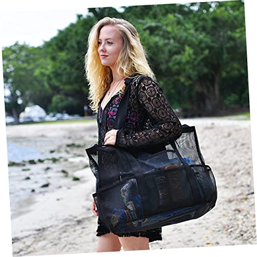 Ciieeo Portable Beach Mesh Bag Tote Bag for Women Carrying Handles for Travel and Beach Toys4
