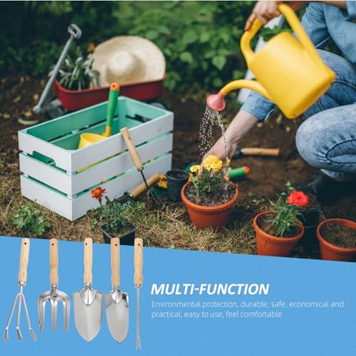 Set de 5 herramientas de jardinería con mango de madera miniatura 5