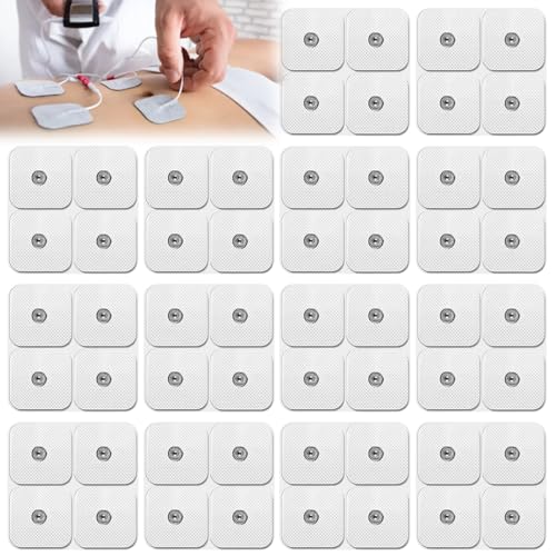 Juego de 42 almohadillas autoadhesivas de gel para electrodos, 50 x 50 mm, compatibles con dispositivos Sanitas y Beurer EMS TENS, almohadillas de electrodo de repuesto con conector de botón de