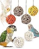 Bissap 6PCS Small Parrot Chew Toys, Sola Balls Conure Chewing Foraging Toys Colorful Bird Foot Balls for Cockatiels Cockatoos Parakeets Love Birds Small Parrot Cage Bite Toys