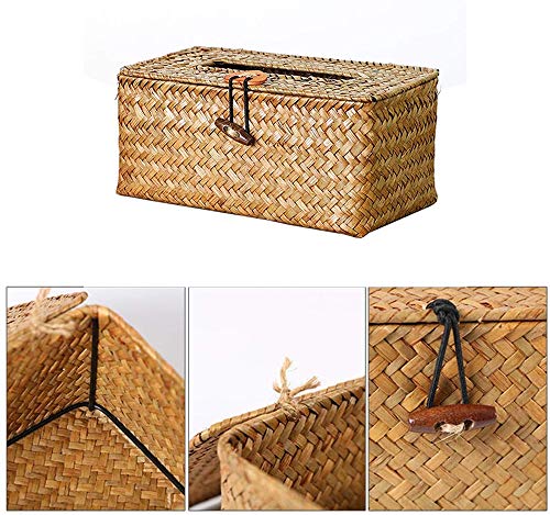 MIAOXIAO Funda para Caja de Pañuelos de Ratán, Servilletas de Escritorio, Hecha a Mano, no Tóxica, Respetuosa con el Medio Ambiente,Naranja thumbnail