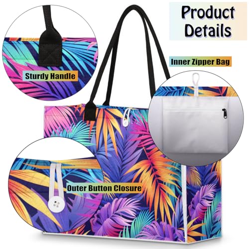 Tote Bag for Women,Travel Storage Shopping Basket with Inner Zipper Pocket Portable Reusable Handbag Gifts024