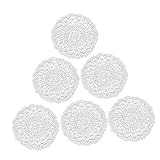 NOLITOY 6stücke Miniatur Tischmatten Teiliges Aus Weißem Gewebtem Spitzenmaterial Für Puppenhaus-Dekoration Für Miniaturküchen Und Puppenhäuser