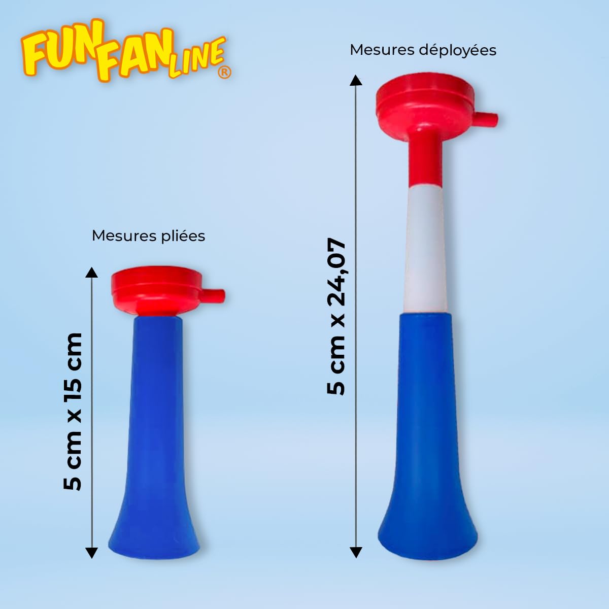 Pack x3 trompettes en Plastique Vuvuzela. Accessoire pour Le Football et Les célébrations Sportives. Avertisseur sonore pour l'animation.