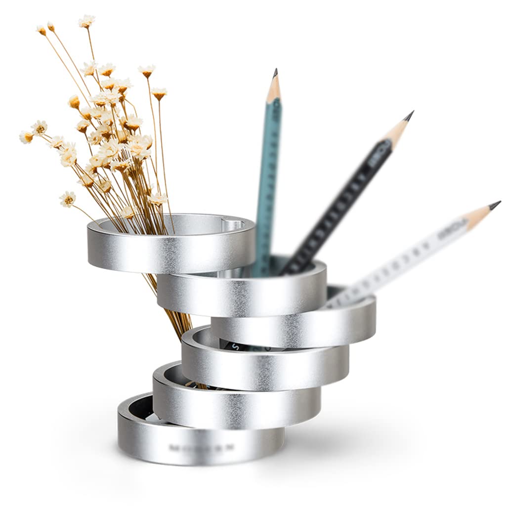 Multifunktions-Stifthalter zur Aufbewahrung von Stiftbechern, Stiftehalter for den Schreibtisch, ordentliches kreatives Design, Edelstahl, verstellbarer Make-up-Pinsel-Aufbewahrungseimer (B-Gold) (Co