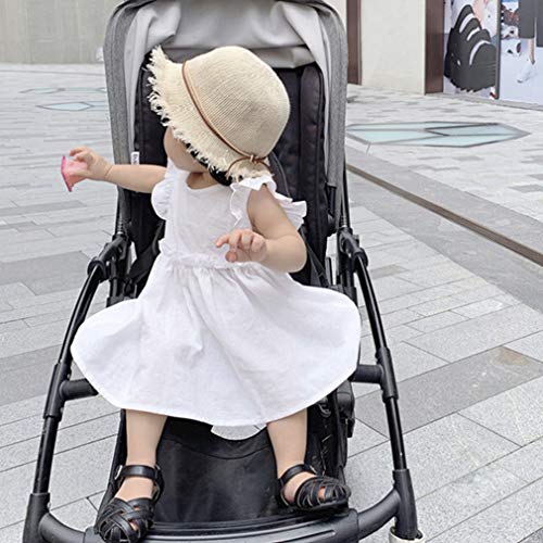Niyage Baby Toddler Girls Cotton Flutter Sleeve Pleated Tunic Dress Swing Casual Playwear White 90 #TOP5