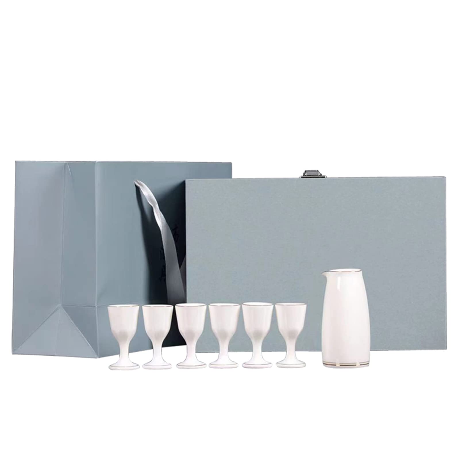 Juego de sake de cerámica blanca: juego de 7 piezas ideal para regalar a familiares y amigos