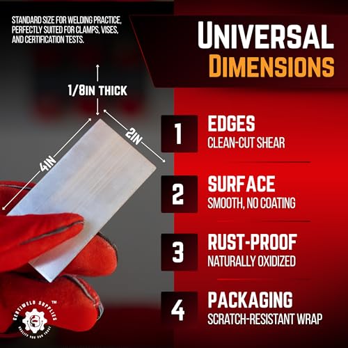 Image of 20 Pack 6061 T6 Aluminum Sheet Welding Kit 1 /8 inch Thick 2 inch x 4 inch Welding Coupons Weld Practice Kits Beginners for Mig Tig Stick Mma Arc Gas and Brazing Heat Treatable Corrosion Resistant