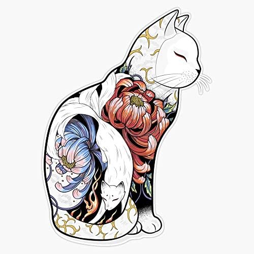 Kitsune Cat Tattoo Vinyl Waterproof Sticker Decal Car Laptop Wall Window Bumper Sticker 5"