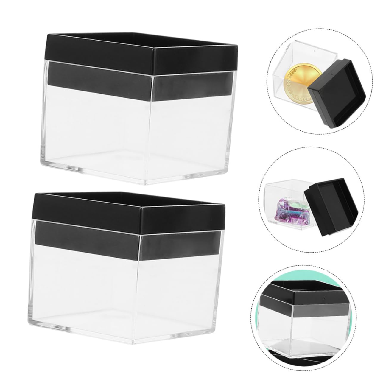 STOBOK 24 Pcs Mineral Standard Box Transparent Mineral Showcase Plastic Specimen Holder Display Case Mineral Sample Case Rock Display Stand Display Container Specimen Case