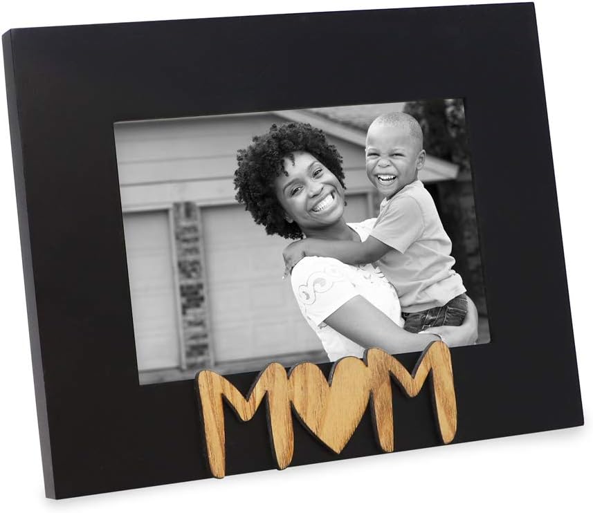 Isaac Jacobs Black Wood Sentiments Mom Picture Frame, 4x6 inch, Photo Gift for Mother, Family, Display on Tabletop, Desk (Black)