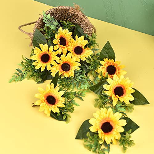 Dearhouse 16 Pack Artificial Sunflowers Bouquet, 6.5In Silk Sunflower Fake Sunflower Artificial Silk Flower Bouquet For Home Wedding Bride Holding Flowers Floral Decor #TOP1