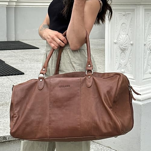 Sac en cuir de luxe STILORD Jarvis le weekender mixte en cuir de vachette véritable