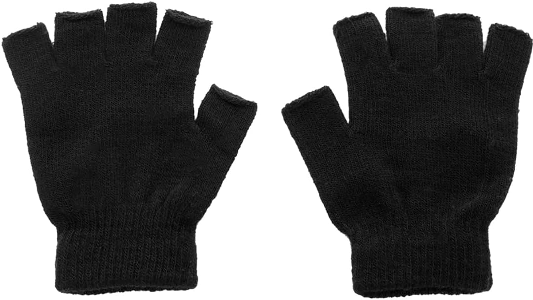 Gloves Half Finger Winter Fingerless Knitted Warm Stretch Mittens Typing Writing Working Driving Gloves for Men Women Youths