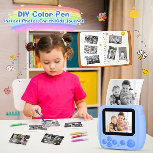 Gofunly Sofortbildkamera Kinder, 2,4 Zoll Bildschirm Kinderkamera Sofortbildkamera mit 32GB Karte & Druckpapier, 1080P HD Kamera Kinder Sofortdruck, Geschenk für 3-12 Jungen und Mädchen (Blau)