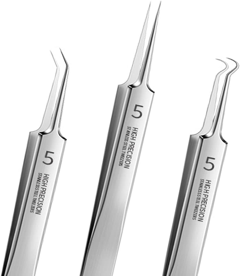 Blackhead Acne Extraction Tweezers FEITA Pro & SurgicalGrade Stainless Steel Bend