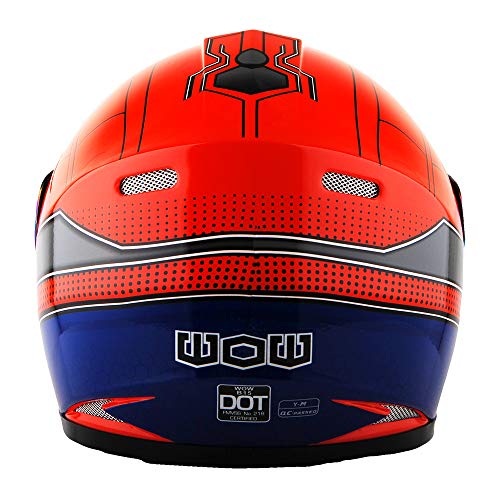 Wow Motorcycle Full Face Helmet Street Bike Bmx Mx Youth Kids Spider Red #TOP5