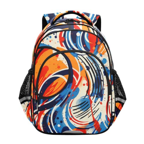 Cartable scolaire sac à dos enfant 3-12 ans motif ballon de basket