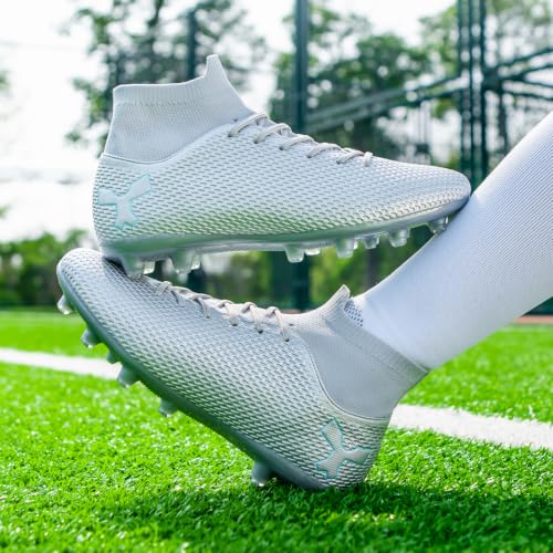 Image of Men's Soccer Cleats Football Shoes for Indoor Outdoor Training White